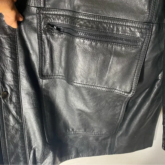 Sergio valente black leather jacket size 2XL (b56) - Picture 6 of 8
